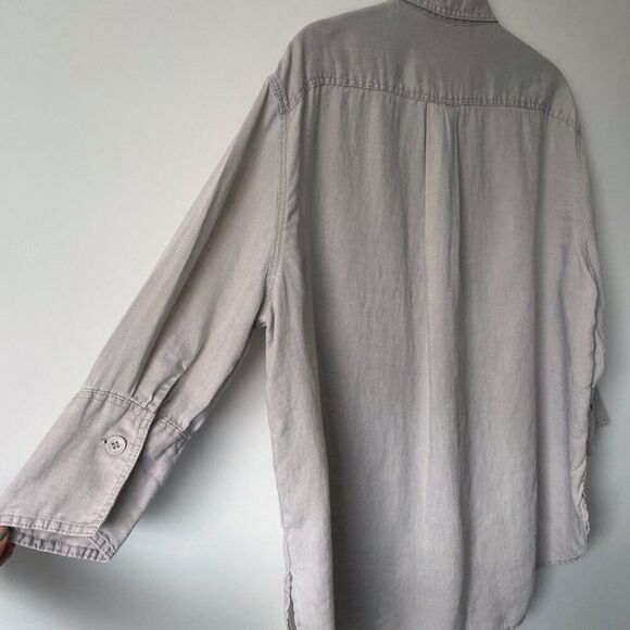 Zara V Neck Button Front Collared in Mid Mink Shirt Top Small - Picture 3 of 8